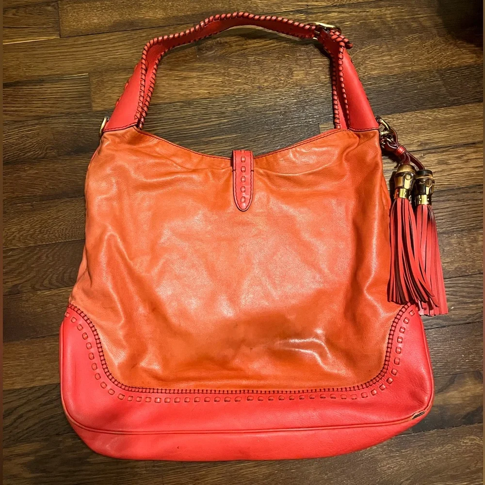 Gucci Red Bamboo Hobo Bag - Picture 9 of 14